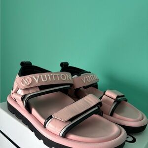 Louis Vuitton Pink and Black Sandals